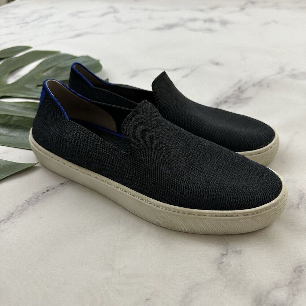 Rothys Womens Slip On Sneaker Flats Size 7 Navy Blue Solid Knit Original